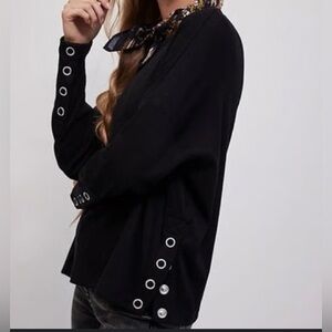 Chaser Black Long Sleeve Top with Grommet Accents